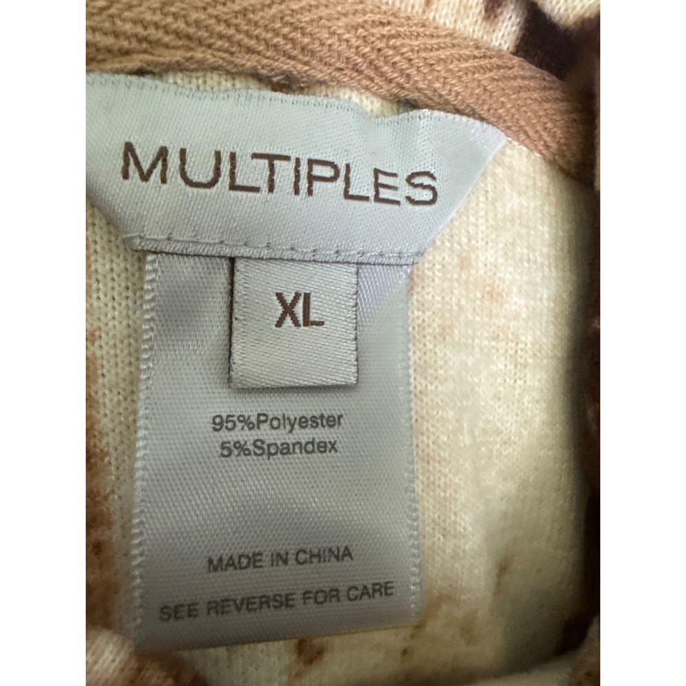 Multiples Natural Attraction Animal Print Cowl Neck Tunic Top XL Brown M42608TM - Picture 4 of 5
